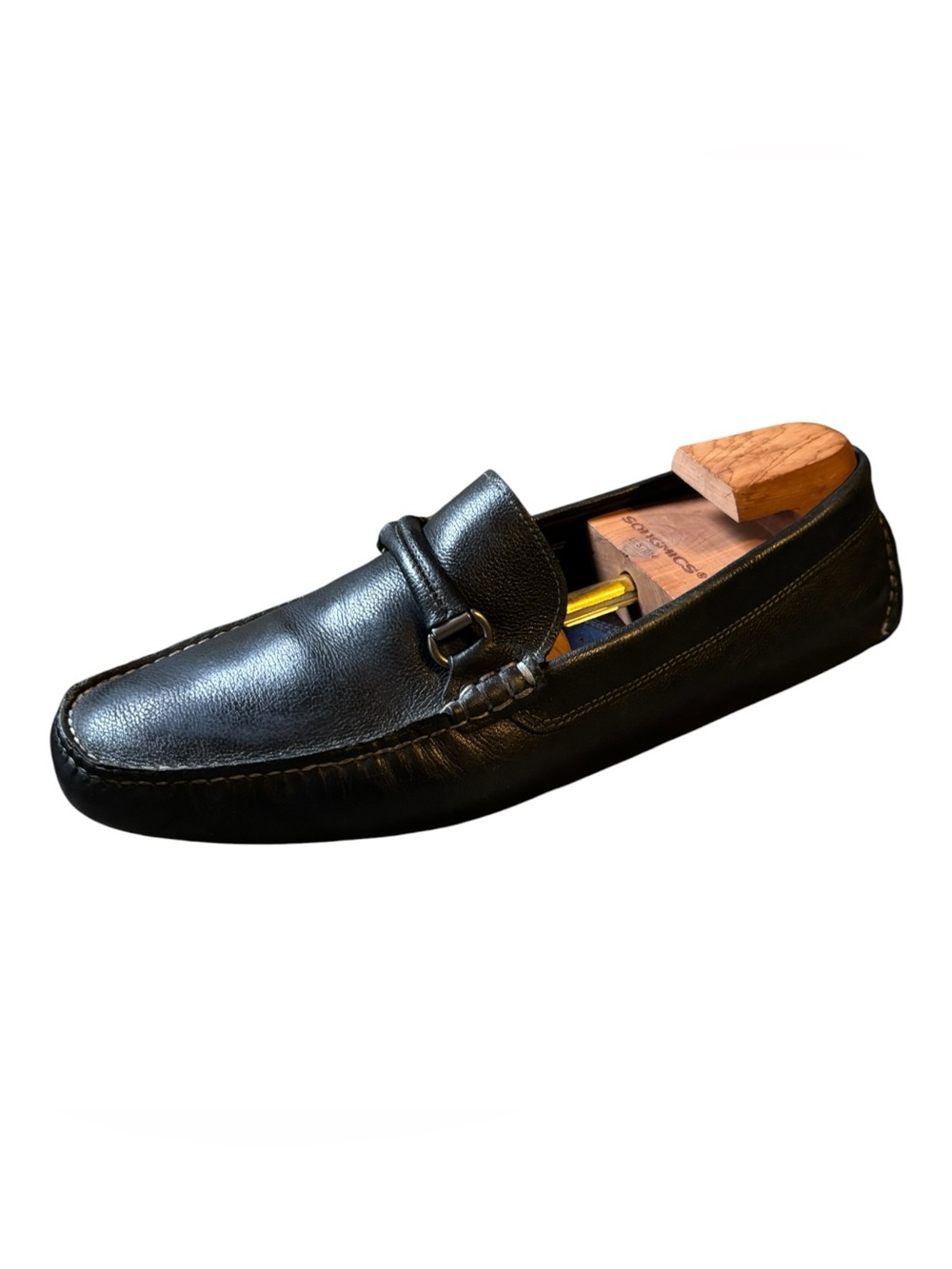 Johnston & Murphy Black Leather Bit Flex Driving Loafers Mens size 12 M Loafers